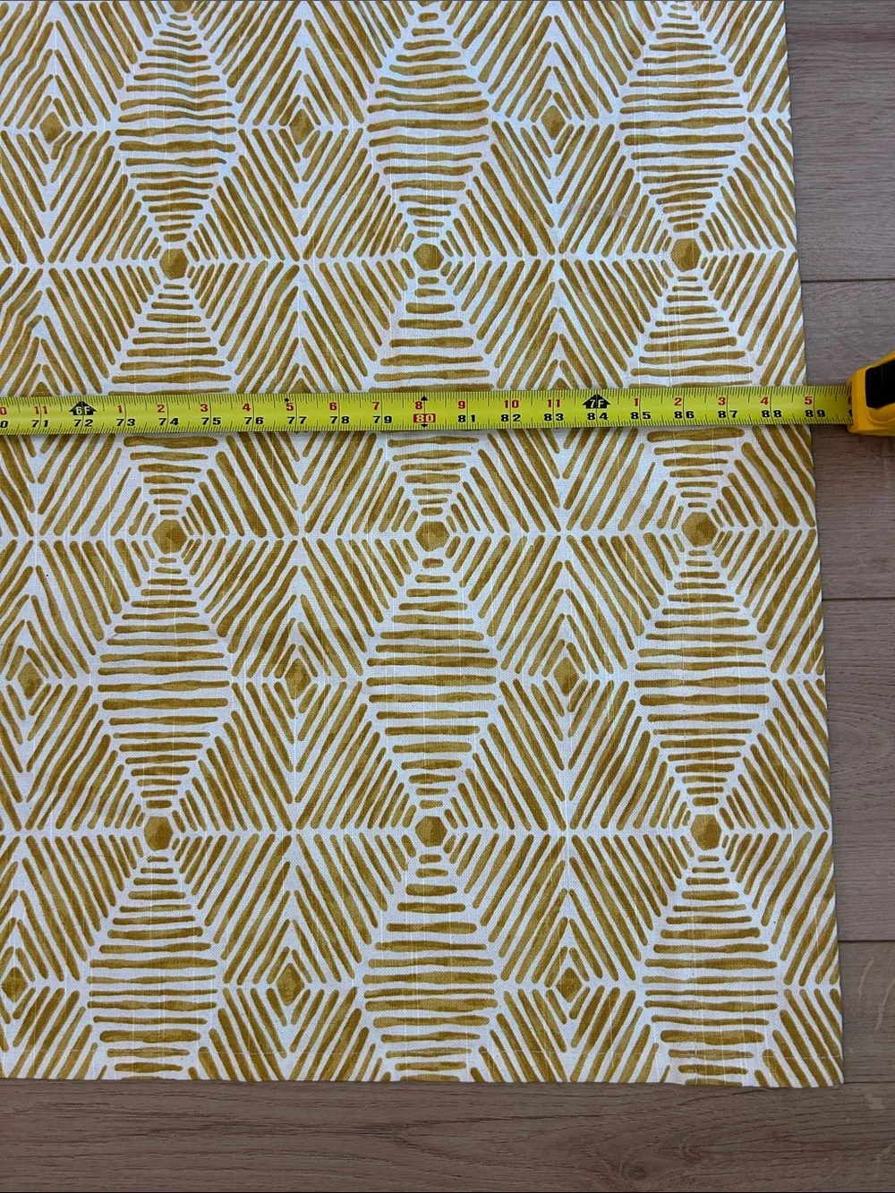 Boho Heni Goldenrod Yellow on Natural Curtains 50 by 88 inches